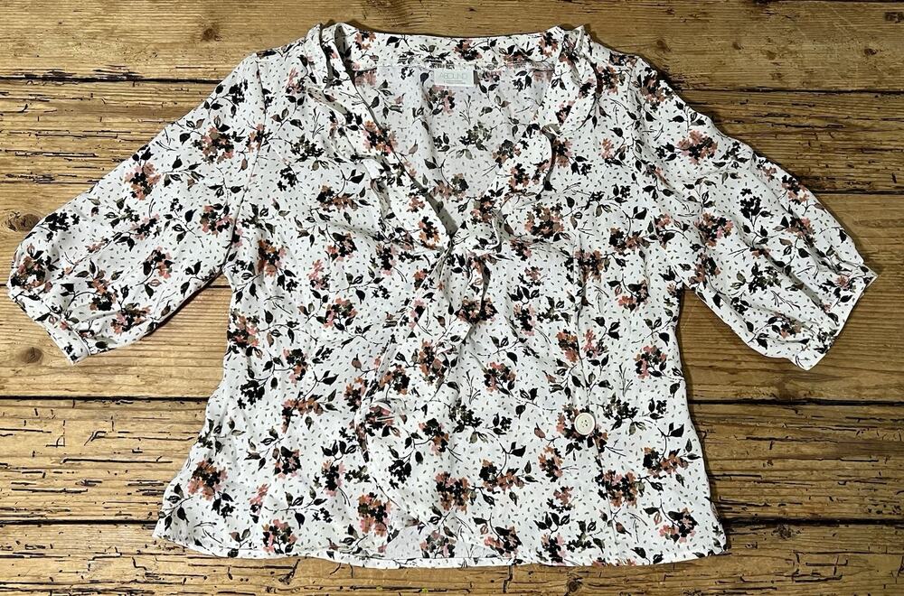 Abound Women’s Size S Multicolored Floral Faux Wrap Blouse - NWOT